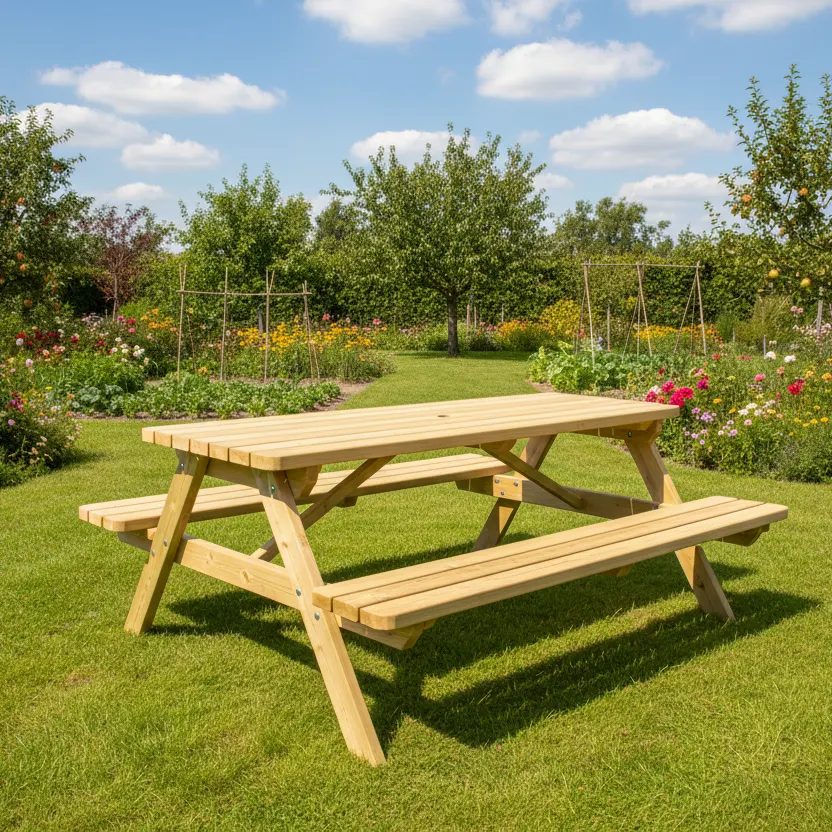 Picknicktafel 180 cm KING® — houten picknicktafel 40 mm plankdikte