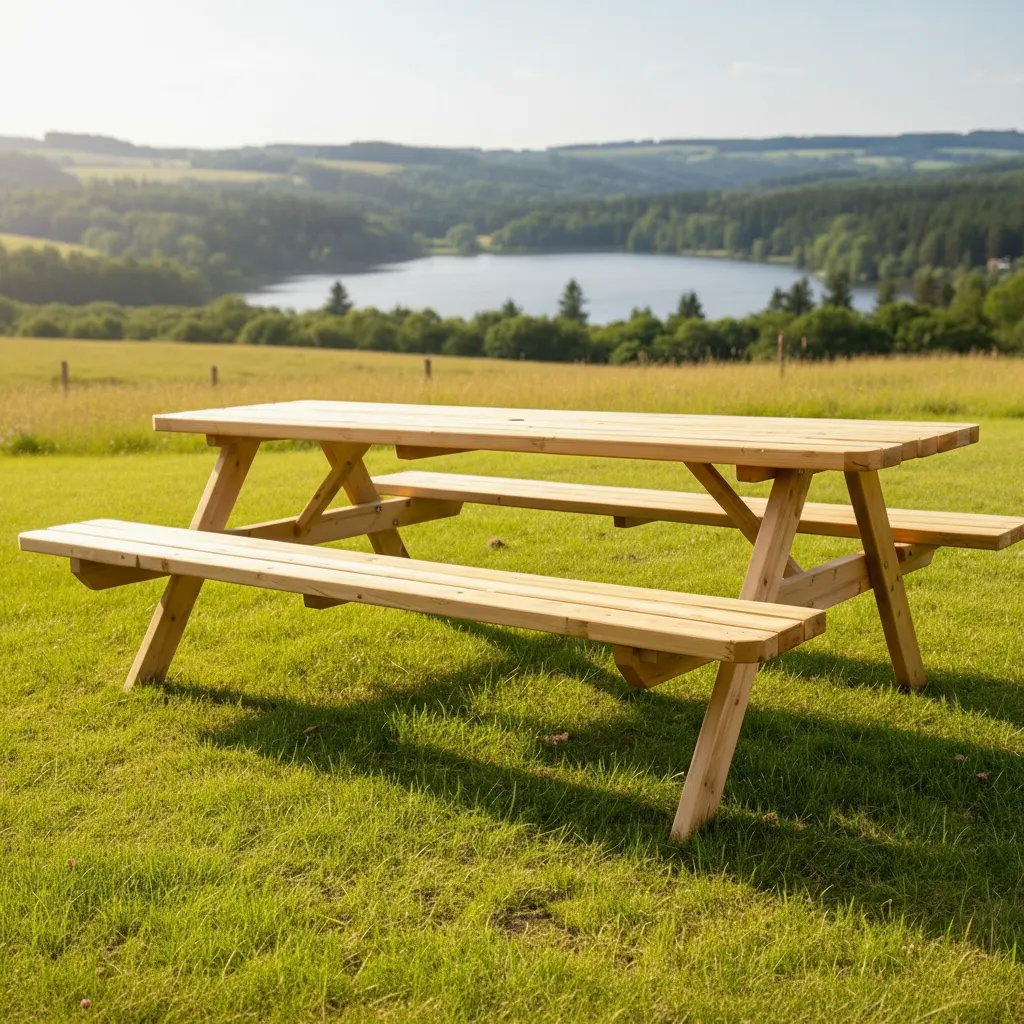 Picknicktafel 240 cm KING® — houten picknicktafel 40 mm plankdikte