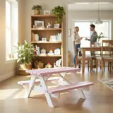 Roze-witte kinderpicknicktafel 90 cm KING® — foto 3